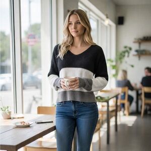 Striped V-Neck Sweater